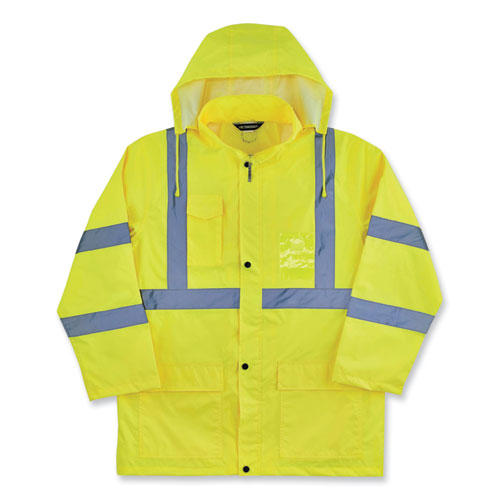 Glowear 8366 Class 3 Lightweight Hi-vis Rain Jacket, Polyester, Large, Lime