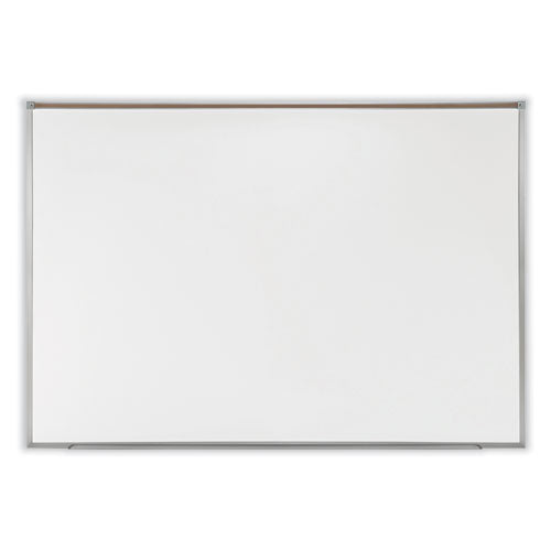 Proma Magnetic Porcelain Projection Whiteboard With Aluminum Frame, 48.5" X 36.5", White Surface, Satin Aluminum Frame