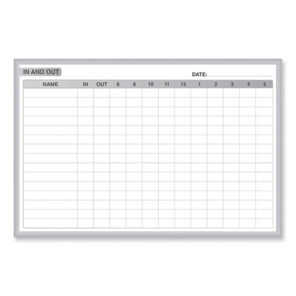 In/out Magnetic Whiteboard, Personnel In/out Tracking Chart, 36" X 24", White/gray Surface, Satin Aluminum Frame