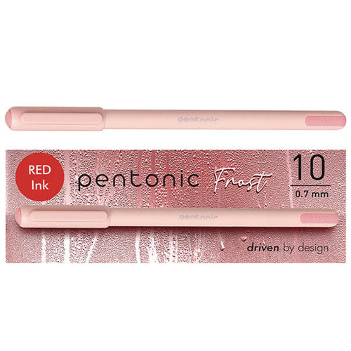 Pentonic Frost Pen, Stick, Fine 0.7 Mm, Red Ink, Pale Pink Barrel, 10/pack