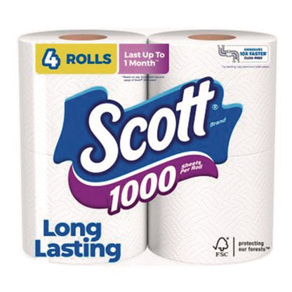 1000 Bathroom Tissue, Septic Safe, 1-ply, White, 1,000 Sheets/roll, 4 Rolls/pack, 12 Packs/carton