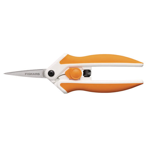 Micro-tip Easy Action Scissors, 6.1" Long, 1.75” Cut Length, Orange/white Handle