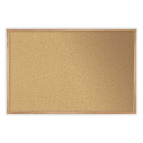 Natural Cork Bulletin Board With Wood Frame, 48.5" X 48.5", Tan Surface, Oak Finished Wood Frame