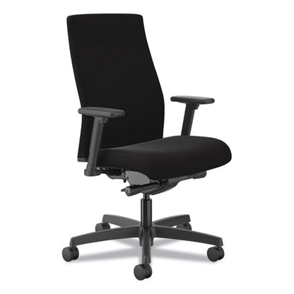 Ignition 2.0 Fabric Upholstered Mid-back Task Chair With Adjustable T-arms, 17" To 21.5" Seat Height, Black Seat/back