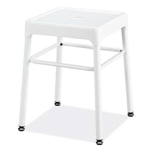 Steel Guestbistro Stool, Backless, Supports Up To 250 Lb, 18" Seat Height, White Seat, White Base