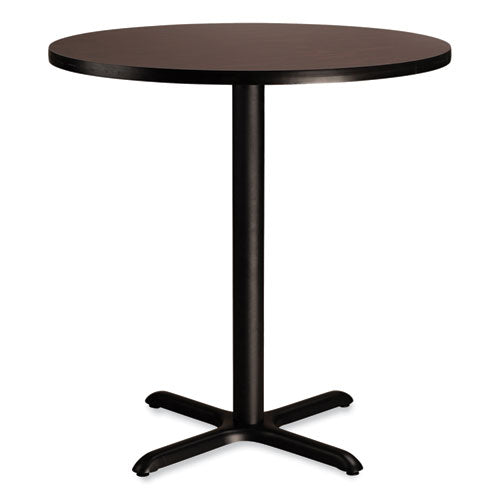 Cafe Table, 36" Diameter X 36h, Round Top/x-base, Mahogany Top, Black Base