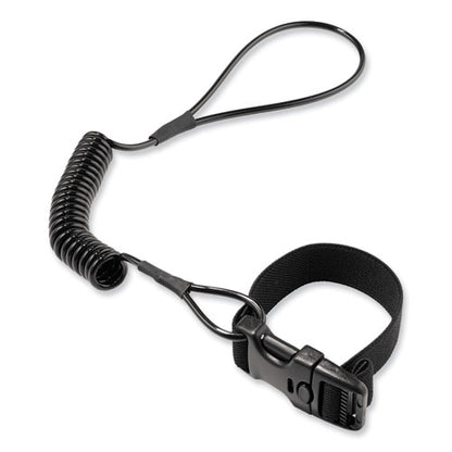 Squids 3157 Coiled Lanyard With Buckle, 2 Lb Max Working Capacity, 12" To 48" Long, Black