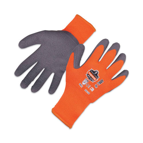 Proflex 7401 Coated Lightweight Winter Gloves, Orange, Large, 144 Pairs