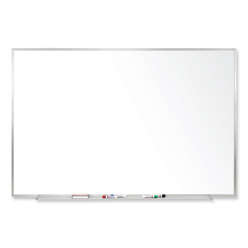 Magnetic Porcelain Whiteboard With Aluminum Frame, 120.5" X 48.5", White Surface, Satin Aluminum Frame