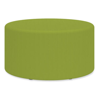 Learn 30" Cylinder Vinyl Ottoman, 30" X 30" X 18", Green