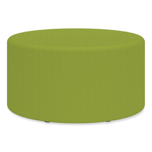 Learn 30" Cylinder Vinyl Ottoman, 30" X 30" X 18", Green