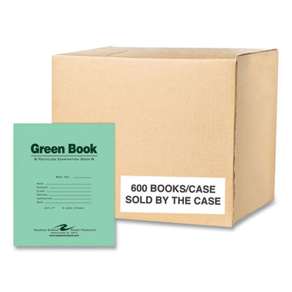 Recycled Exam Book, Wide/legal Rule, Green Cover, (8) 8.5 X 7 Sheets, 600/carton