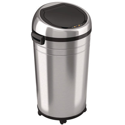 Extra-large Sensor Trash Can With Wheels, 23 Gal, Plastic/stainless Steel, Silver/black