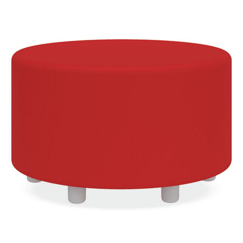 Learn 30" Cylinder Vinyl Ottoman, 30" X 30" X 18", Red