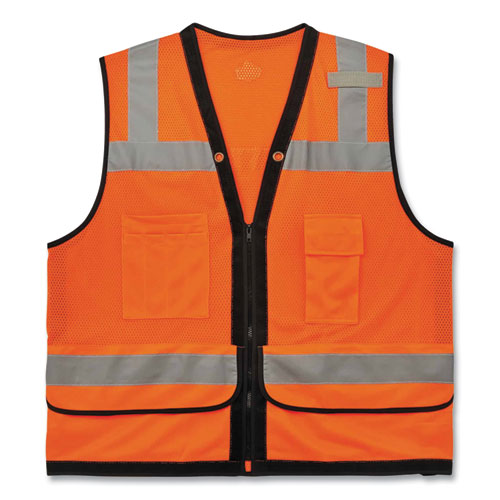 Glowear 8253hdz Class 2 Heavy-duty Mesh Surveyors Vest, Polyester, Large/x-large, Orange