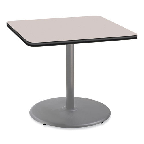 Cafe Table, 36w X 36d X 30h, Square Top/round Base, Gray Nebula Top, Gray Base