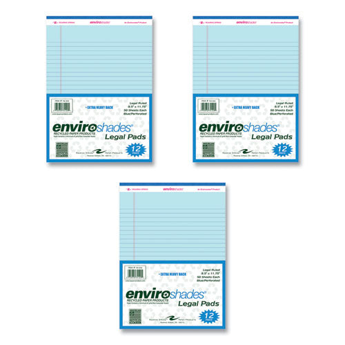 Enviroshades Legal Notepads, 50 Blue 8.5 X 11.75 Sheets, 36 Notepads/carton