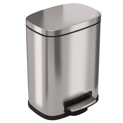 Step Pedal Trash Can, 1.3 Gal, Plastic/stainless Steel, Silver