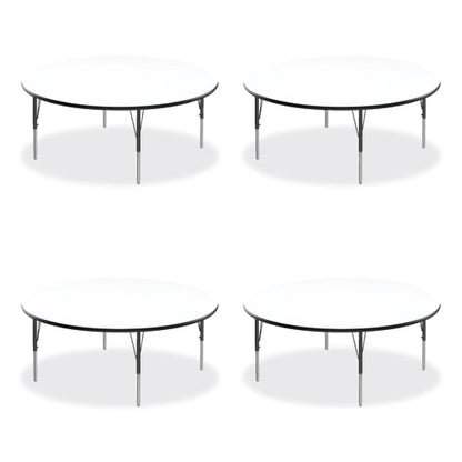 Markerboard Activity Tables, Round, 60" X 19" To 29", White Top, Black/silver Legs, 4/pallet