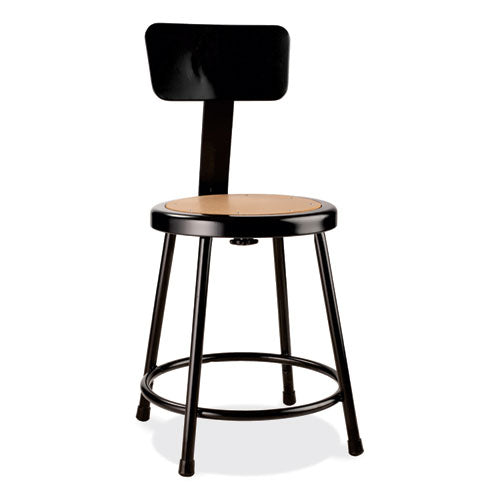 6200 Series 18" Heavy Duty Stool With Backrest, Supports Up To 500 Lb, 33" Seat Height, Brown Seat, Black Back/base