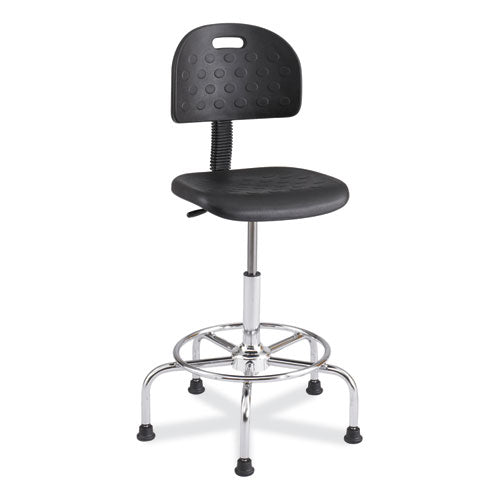 Workfit Economy Industrial Chair, Supports Up To 400 Lb, 22" To 30" Seat Height, Black Seat, Black Back, Silver Base