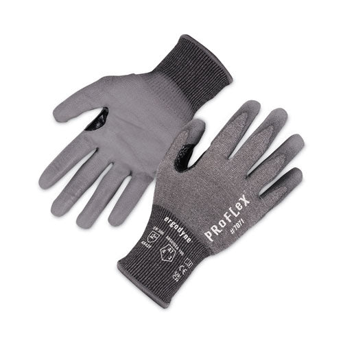 Proflex 7071 Ansi A7 Pu Coated Cr Gloves, Gray, Medium, Pair