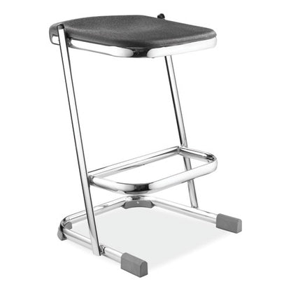 6600 Series Elephant Z-stool, Backless, Supports Up To 500 Lb, 24" Seat Height, Black Seat, Chrome Frame