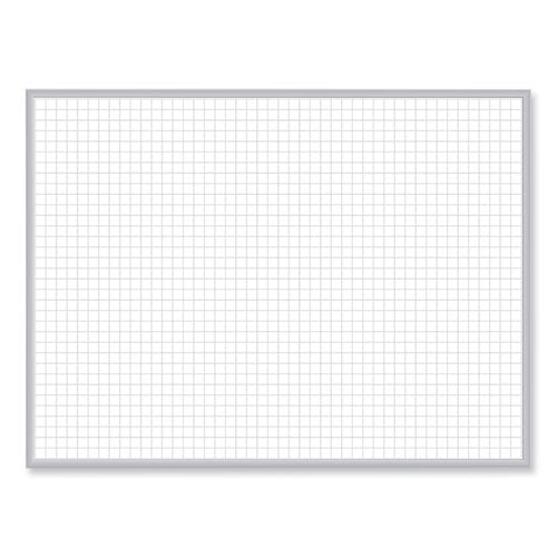 1 X 1 Grid Magnetic Whiteboard, 96.5" X 48.5", White/gray Surface, Satin Aluminum Frame