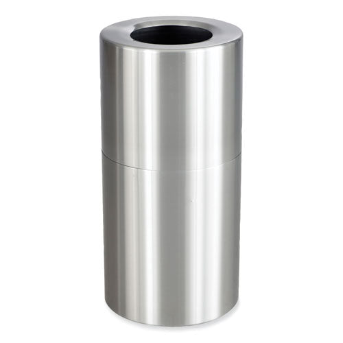 Single Recycling Receptacle, 20 Gal, Steel, Brushed Aluminum