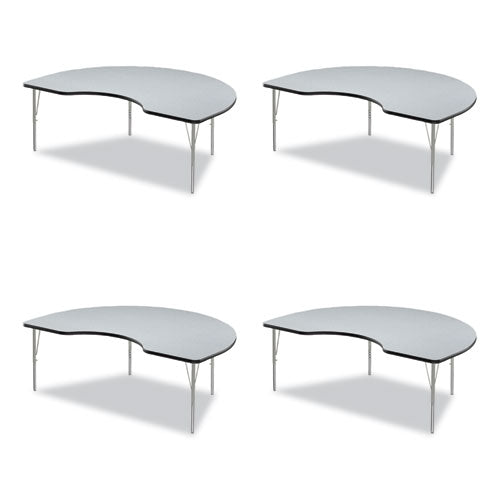 Adjustable Activity Tables, Kidney Shaped, 72" X 48" X 19" To 29", Gray Top, Black Legs, 4/pallet