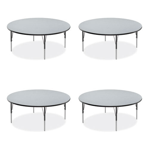 Height Adjustable Activity Table, Round, 60" X 19" To 29", Gray Granite Top, Black Legs, 4/pallet