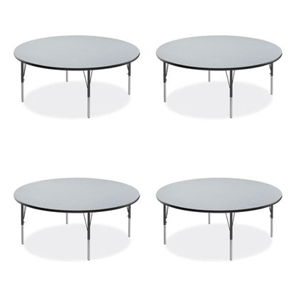 Height Adjustable Activity Table, Round, 60" X 19" To 29", Gray Granite Top, Black Legs, 4/pallet