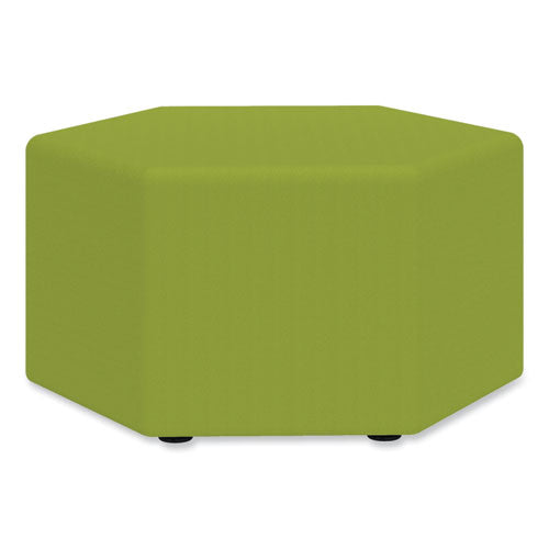 Learn 30" Hexagon Vinyl Ottoman, 30" X 30" X 18", Green