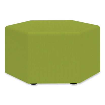 Learn 30" Hexagon Vinyl Ottoman, 30" X 30" X 18", Green