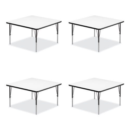 Markerboard Activity Tables, Square, 48" X 48" X 19" To 29", White Top, Black Legs, 4/pallet