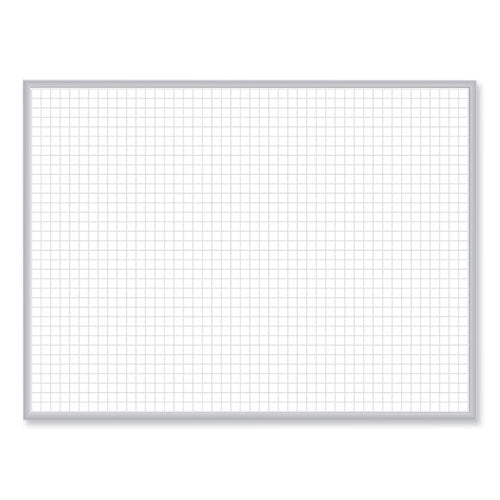 1 X 1 Grid Magnetic Whiteboard, 72.5" X 48.5", White/gray Surface, Satin Aluminum Frame