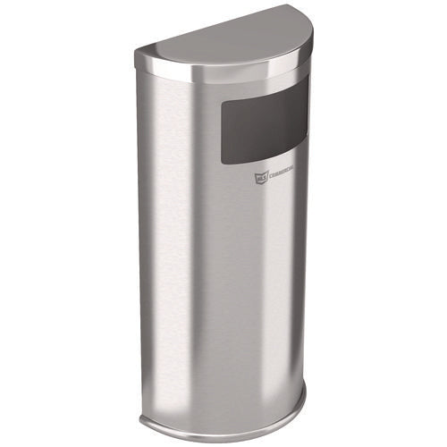 Side-entry Trash Can With Wall Mount, 9 Gal, Stainless Steel, Silver