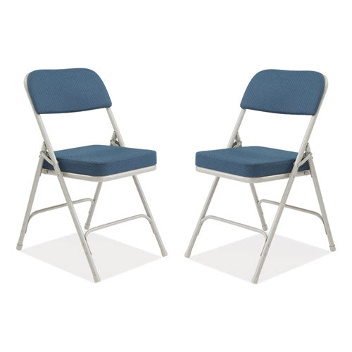 3200 Series Fabric Dual-hinge Folding Chair, Supports Up To 300 Lb, Regal Blue Seat, Regal Blue Back, Gray Base, 2/carton