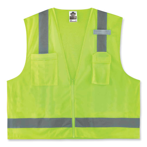 Glowear 8249z Class 2 Economy Surveyors Zipper Vest, Polyester, Large/x-large, Lime