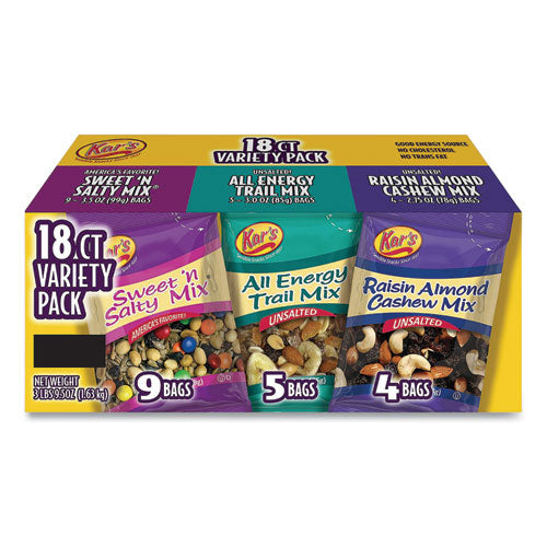 Trail Mix Variety Pack, Assorted Flavors, 18 Packets/carton