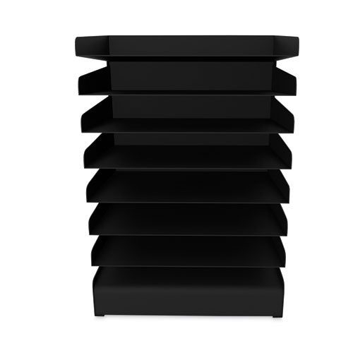 Steel Horizontal-tray Desktop Sorter, Eight Sections, Letter Size Files, 12" X 9.5" X 17.75", Black