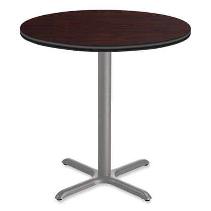 Cafe Table, 36" Diameter X 42h, Round Top/x-base, Mahogany Top, Gray Base