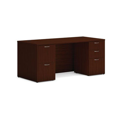 Mod Double Pedestal Desk Bundle, 66" X 30" X 29", Traditional Mahogany