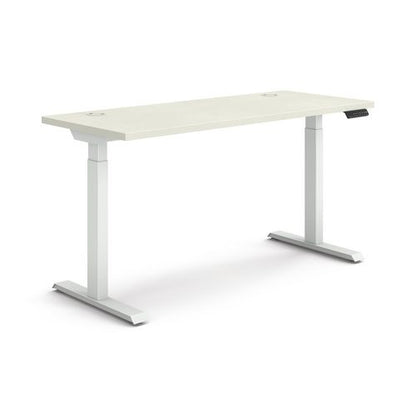 Coordinate Height Adjustable Desk Bundle 2-stage, 58" X 22" X 27.75" To 47", Silver Mesh/designer White