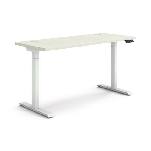 Coordinate Height Adjustable Desk Bundle 2-stage, 58" X 22" X 27.75" To 47", Silver Mesh/designer White