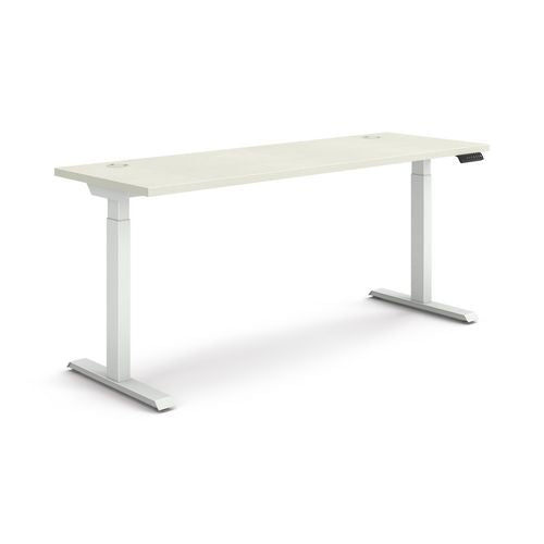 Coordinate Height Adjustable Desk Bundle 2-stage, 70" X 22" X 27.75" To 47", Silver Mesh/designer White