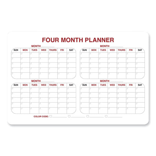 4 Month Whiteboard Calendar With Radius Corners, Planning/scheduling Calendar, 36" X 24", White/red/black Surface