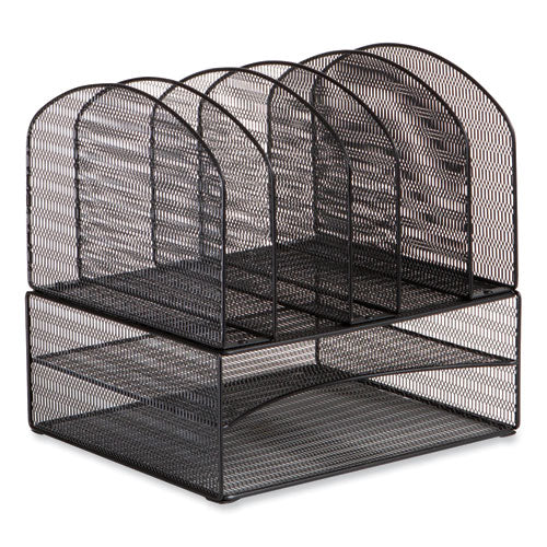 Onyx Mesh Desk Organizer, Two Horizontal And Six Upright Sections, Letter Size Files, 13.25 X 11.32 X 13.32, Black