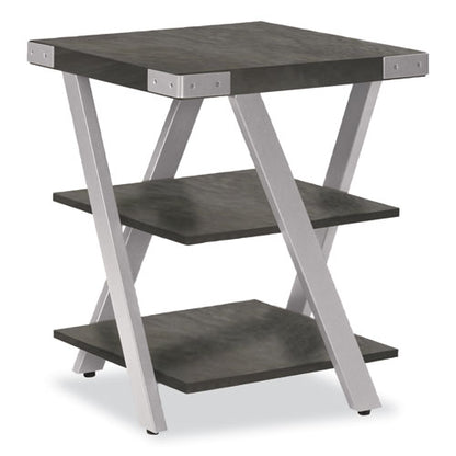 End Table, Square, 20 X 20 X 25, Stone Gray Top, Silver Base