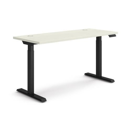 Coordinate Height Adjustable Desk Bundle 2-stage, 58" X 22" X 27.75" To 47", Silver Mesh\black